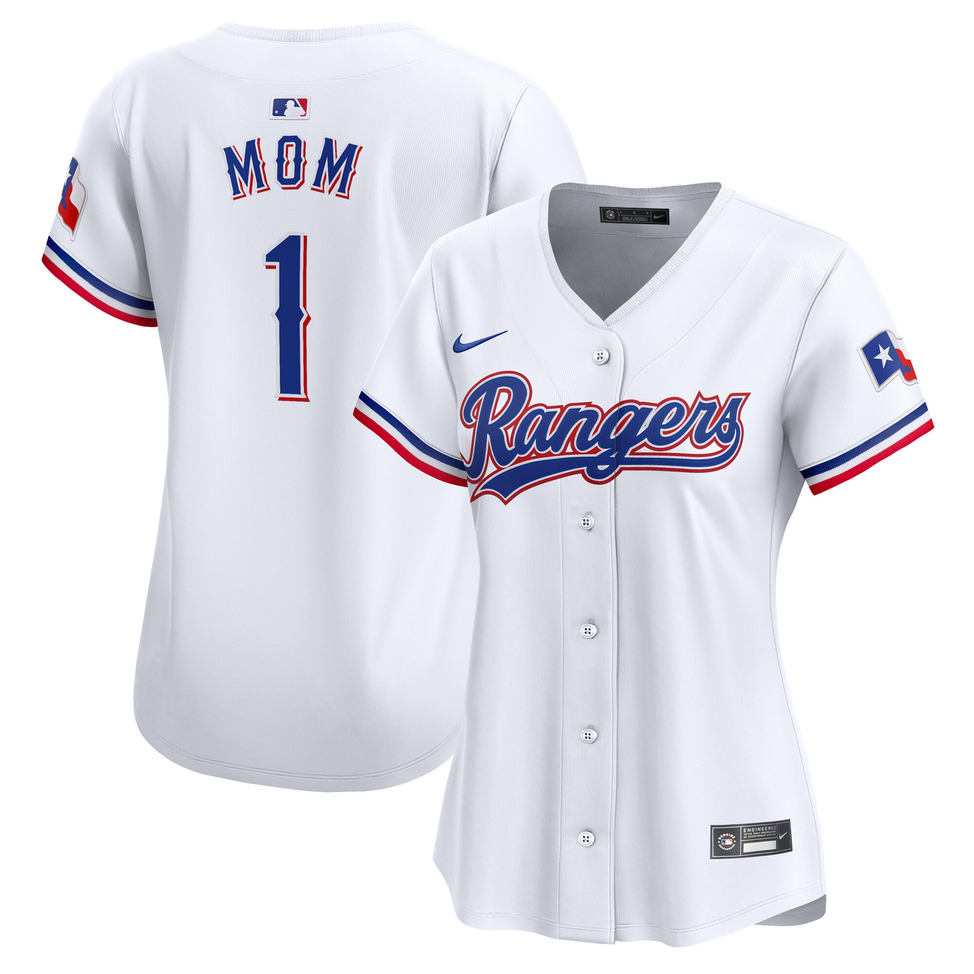 Texas Rangers White #1 Mom Home Limited MLB Jersey Women's