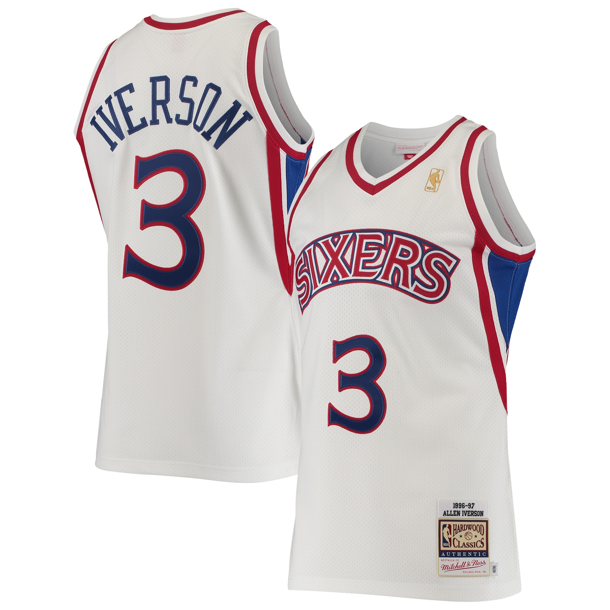 Mitchell Ness Allen Iverso White Philadelphia 76ers Hardwood Classics NBA Jersey Men's