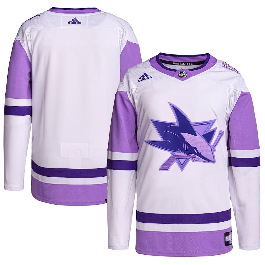 San Jose Sharks Fights Cancer Primegreen White/Purple NHL Jersey Men's