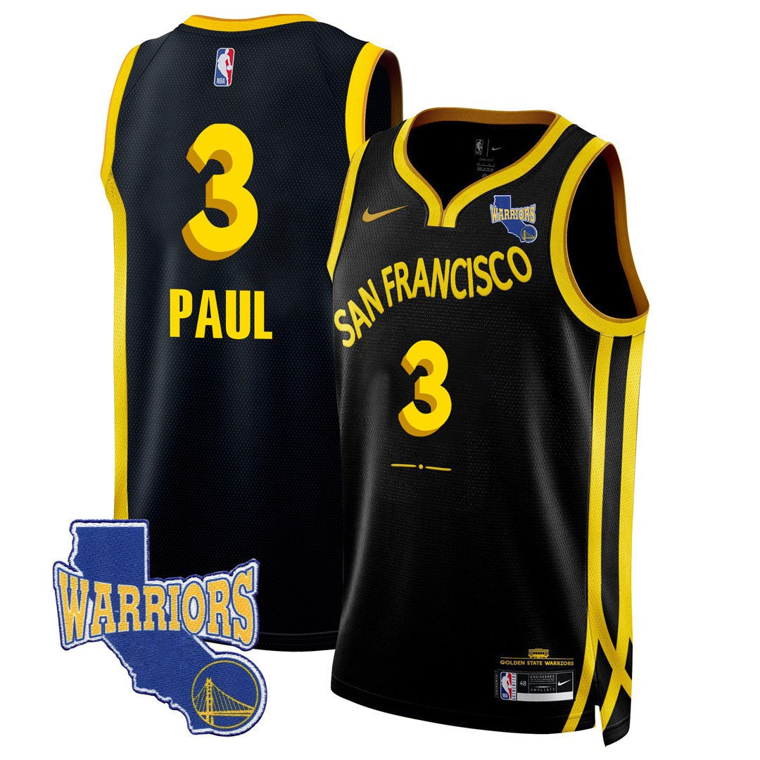 Chris Paul 3 Golden State Warriors California Patch 2023/24 City Edition Swingman Black NBA Jersey Men's