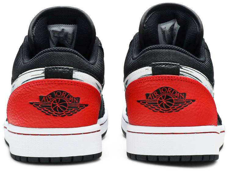 Air Jordan 1 Low Brushstroke Swoosh Black Red DA4659-001