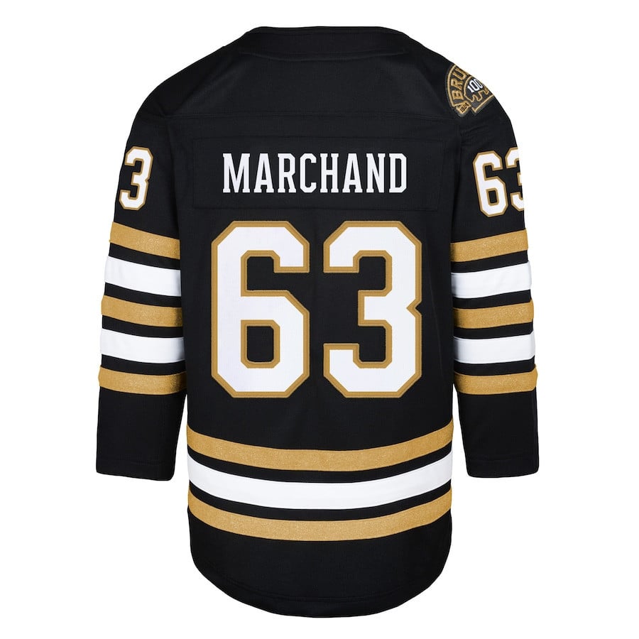Brad Marchand 63 Boston Bruins 100th Anniversary Black NHL Jersey Youth