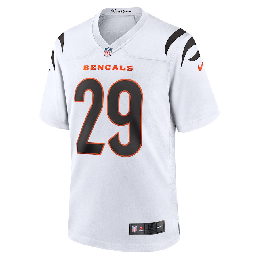 Cam Taylor-Britt 29 Cincinnati Bengals Game White NFL Jersey Men's