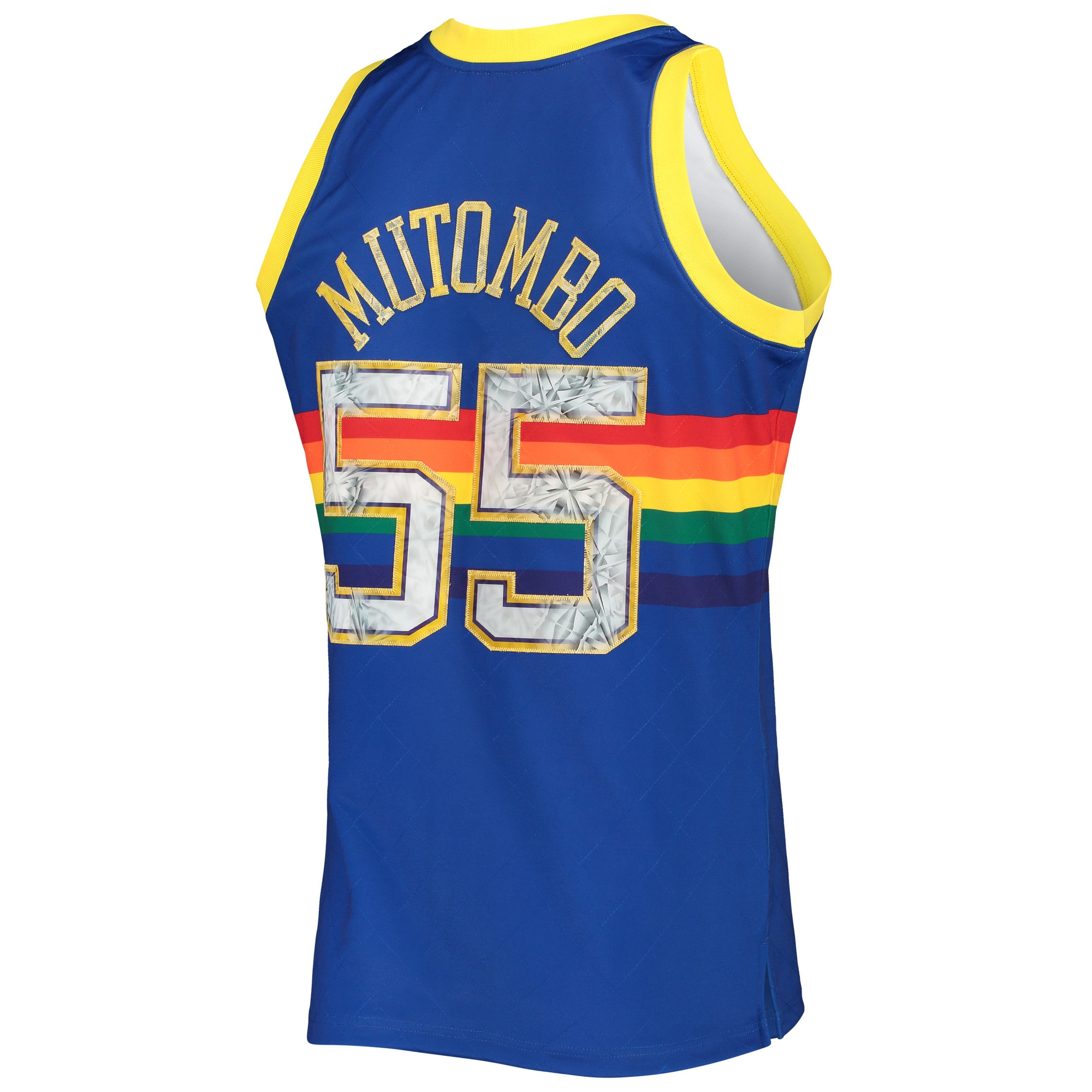 Mitchell Ness Dikembe Mutombo Royal Denver Nuggets 1996/97 Hardwood Classics 75th Anniversary Diamond Swingman NBA Jersey Men's