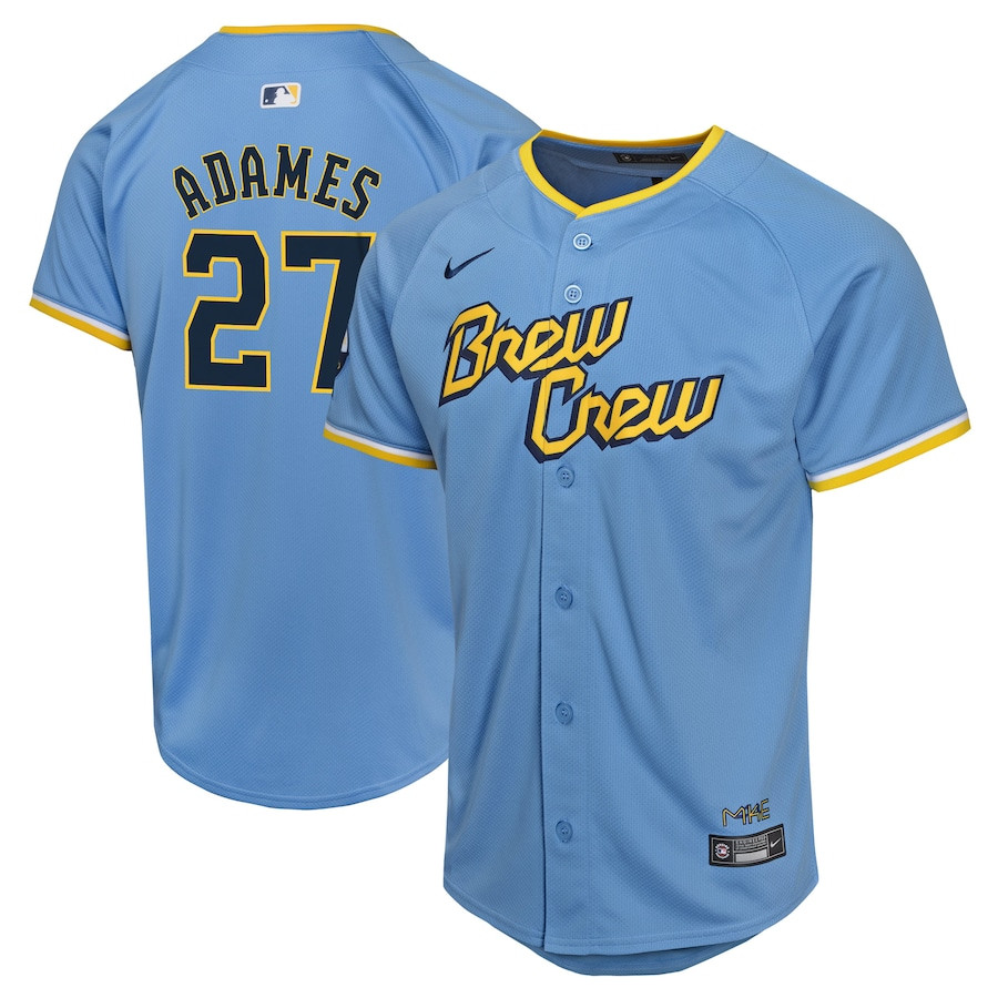 Willy Adames 27 Milwaukee Brewers City Connect Limited Powder Blue MLB Jersey Youth