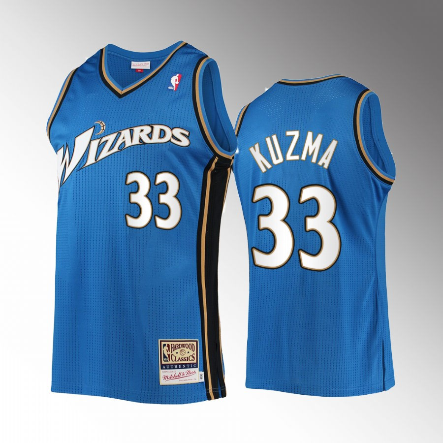 Washington Wizards Kyle Kuzma 33 Blue Hardwood Classics NBA Jersey Men's