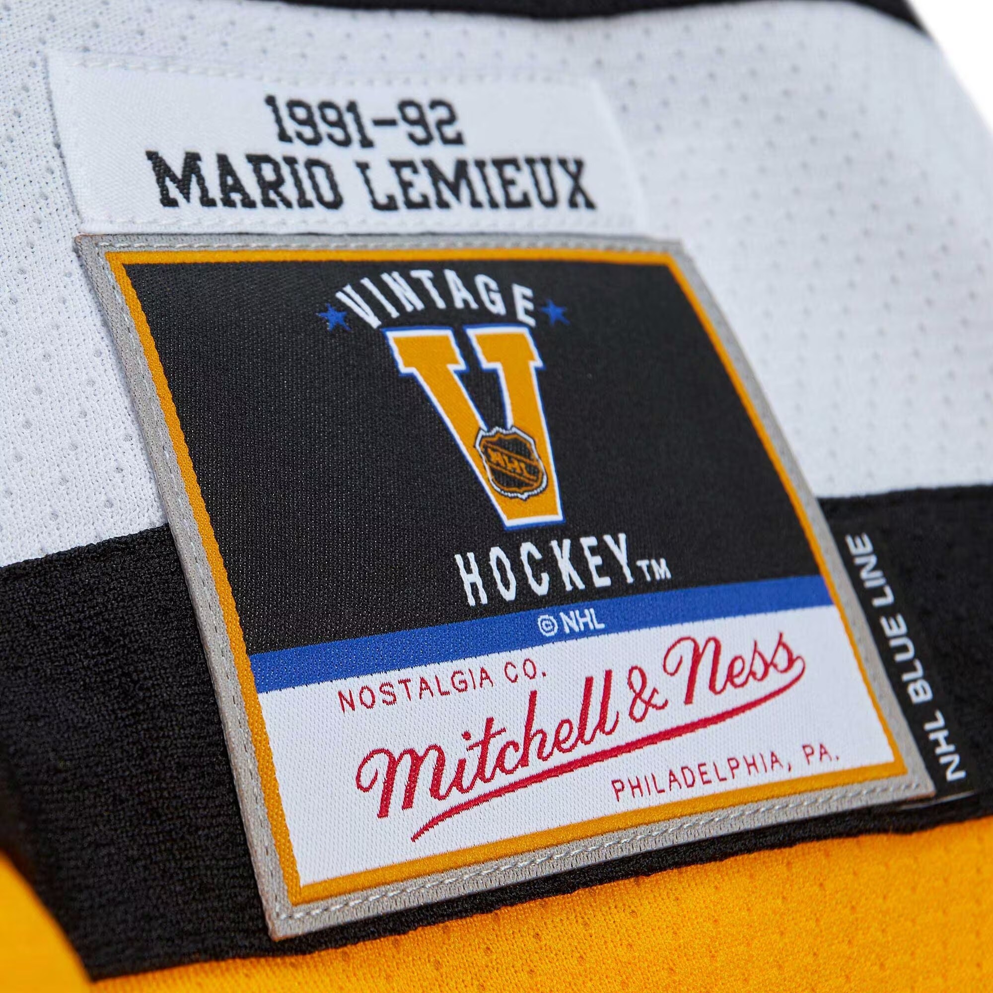 Pittsburgh Penguins Mario Lemieux Mitchell Ness Black Captain Patch 1991/92 Blue Line Player NHL Jersey Men's