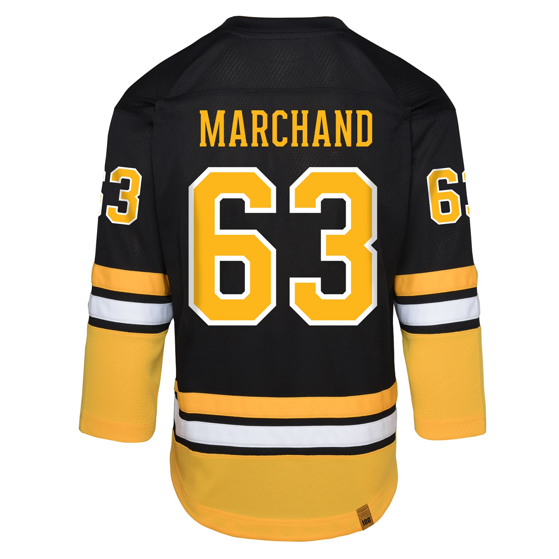Boston Bruins Brad Marchand Black 100th Anniversary Player NHL Jersey Youth
