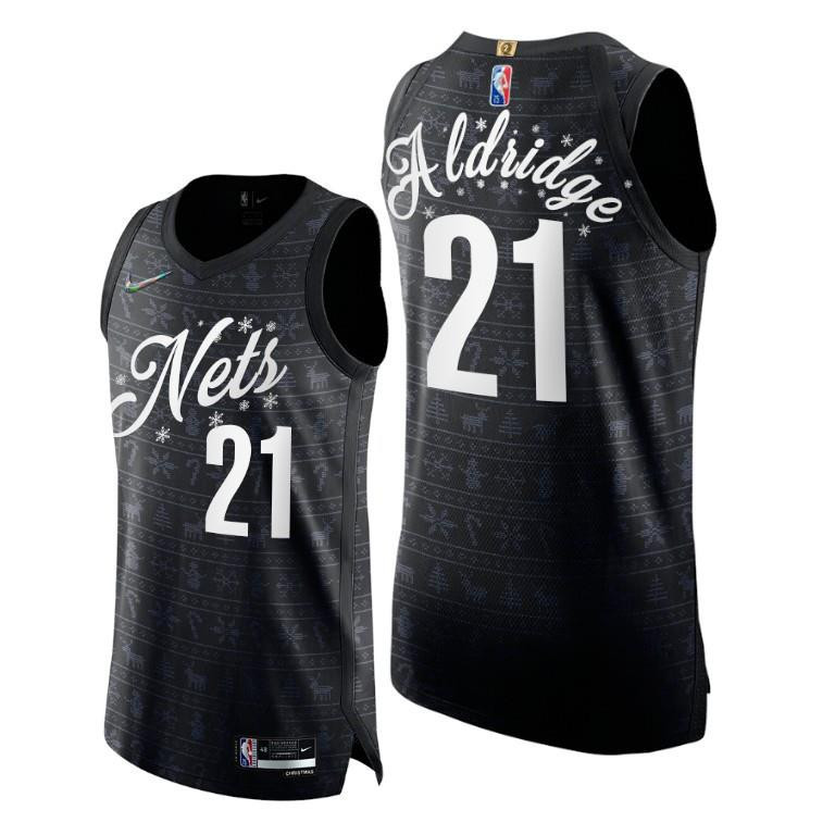 Brooklyn Nets 21 LaMarcus Aldridge Black Christmas Eve 75th Anniversary NBA Jersey Men's
