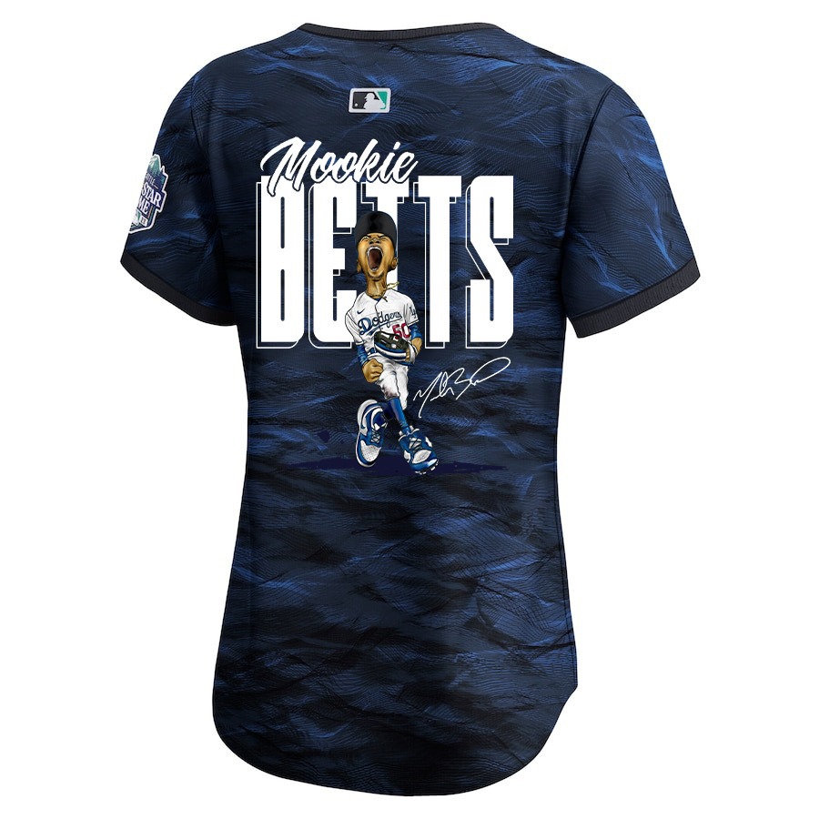 Mookie Betts 50 Los Angeles Dodgers Signed Cartoon 2023 All Star Game Limited Player Royal MLB Jersey Women's