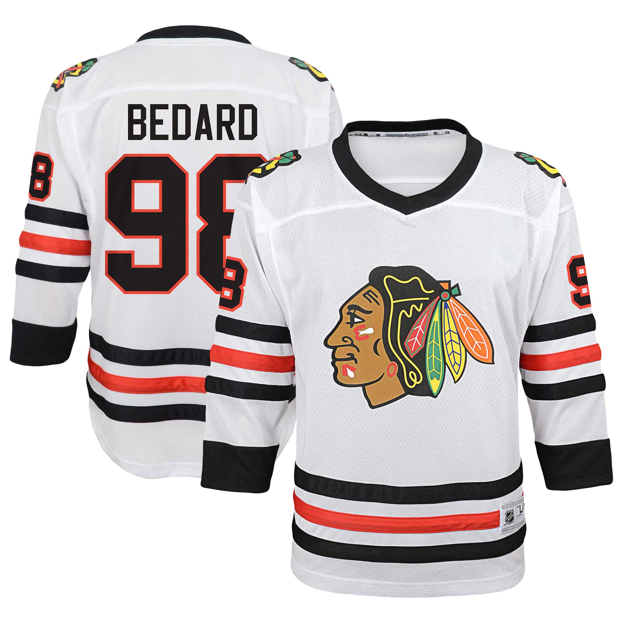 Chicago Blackhawks Connor Bedard White Away Player NHL Jersey Youth