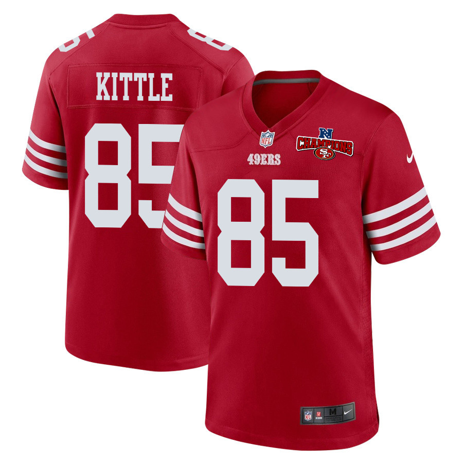 George Kittle 85 San Francisco 49ers NFC Champions Patch Game Scarlet NFL Jersey Men's