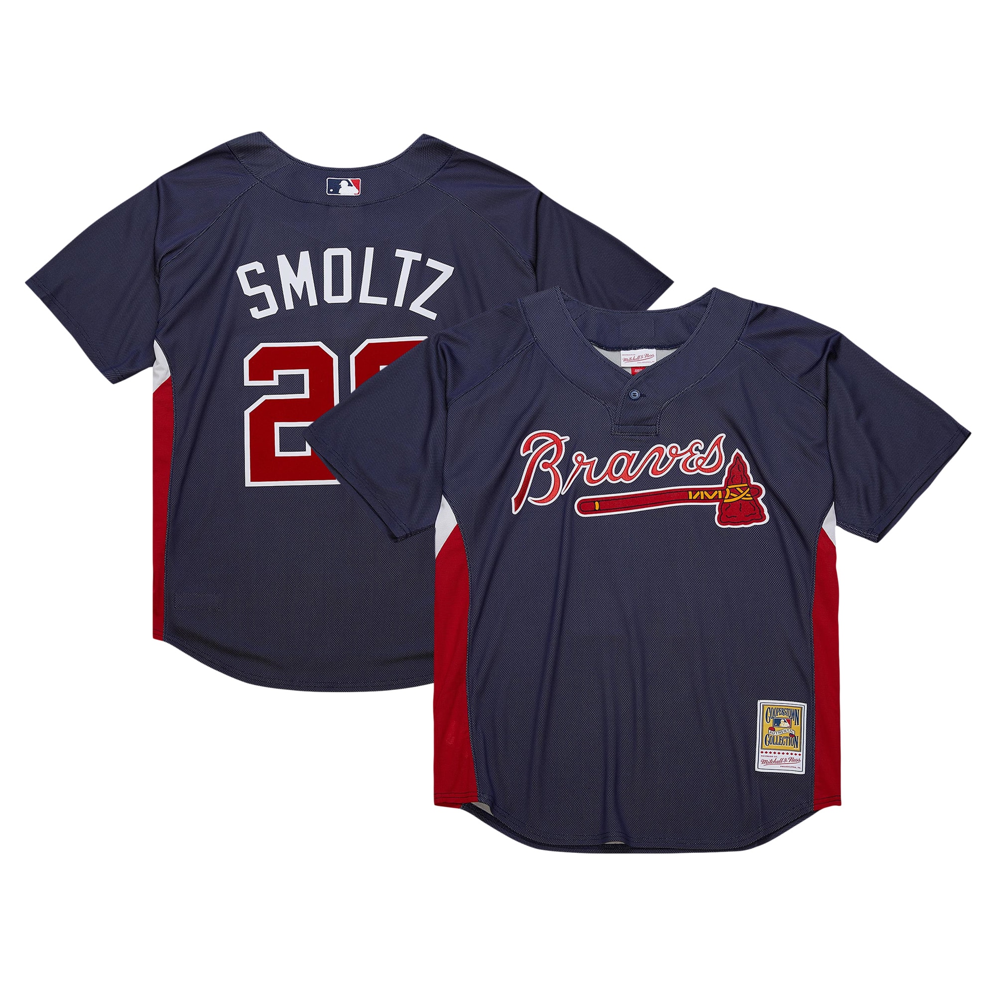 Atlanta Braves John Smoltz Mitchell Ness Navy Cooperstown Collection Mesh Batting Practice MLB Jersey Men's