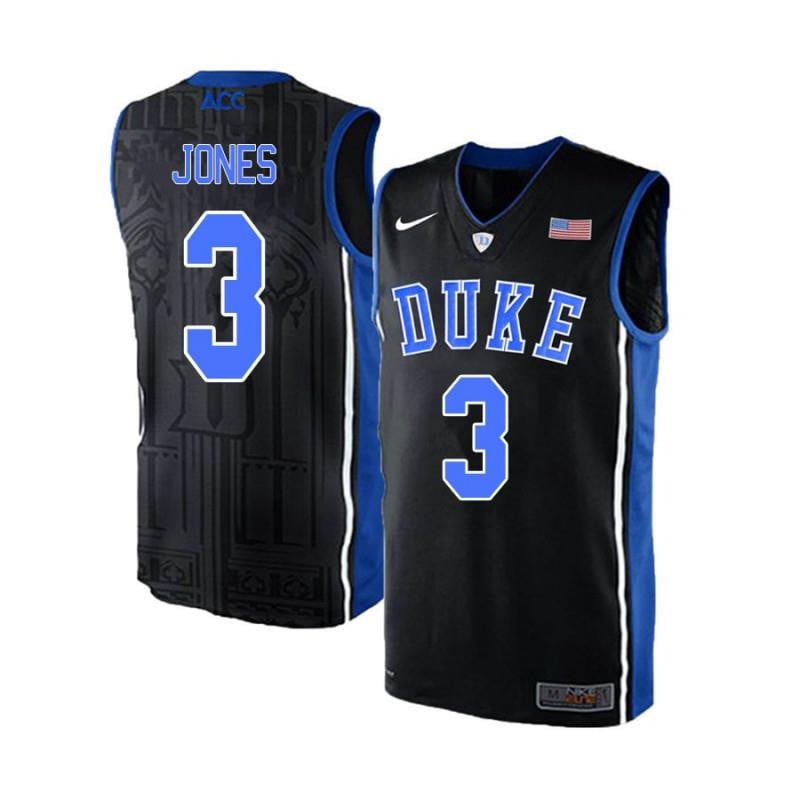 3 Tre Jones Black Blue Elite Duke Blue Devils NCAA Jersey Men's