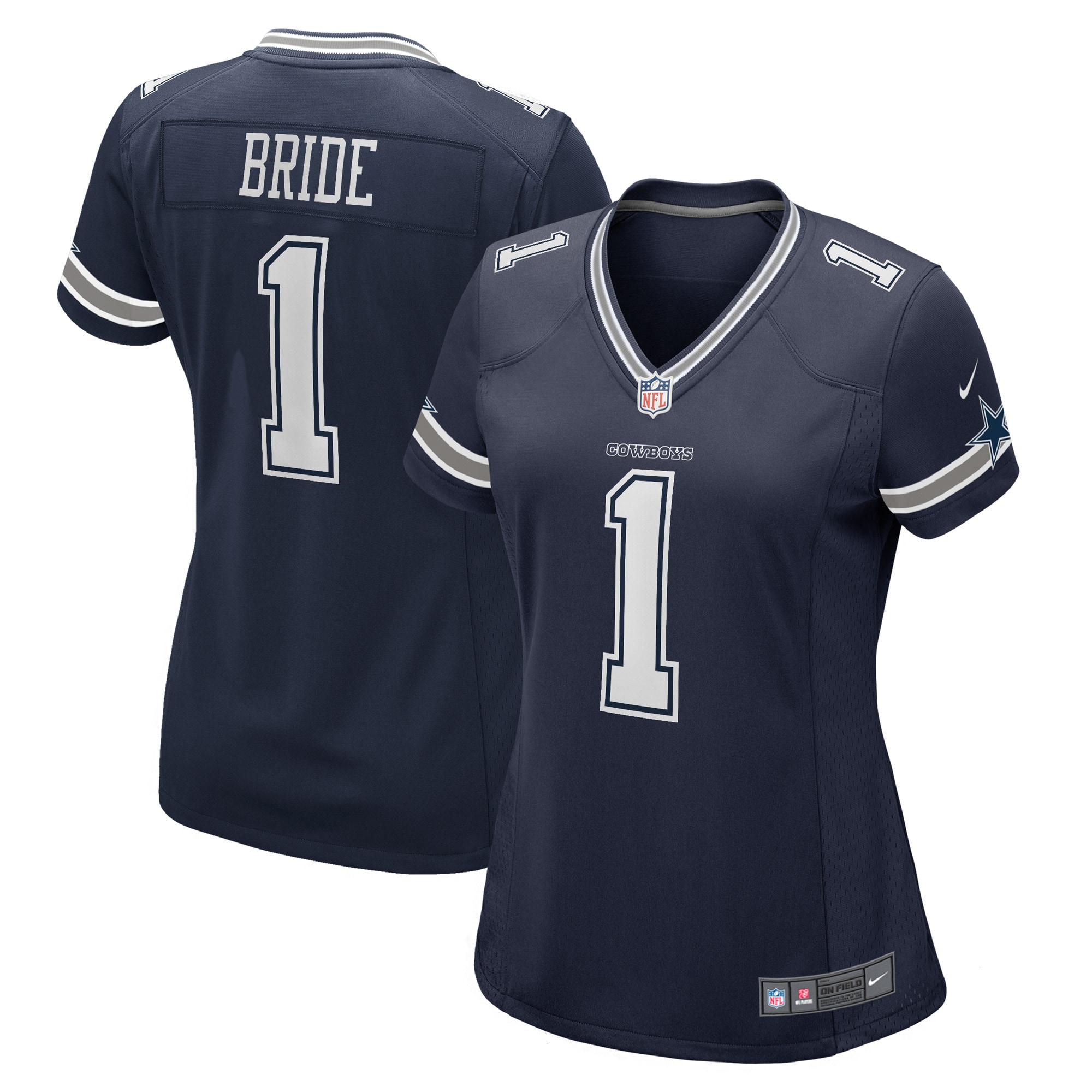 Dallas Cowboys Number 1 Bride Navy Game NFL Jersey Women's