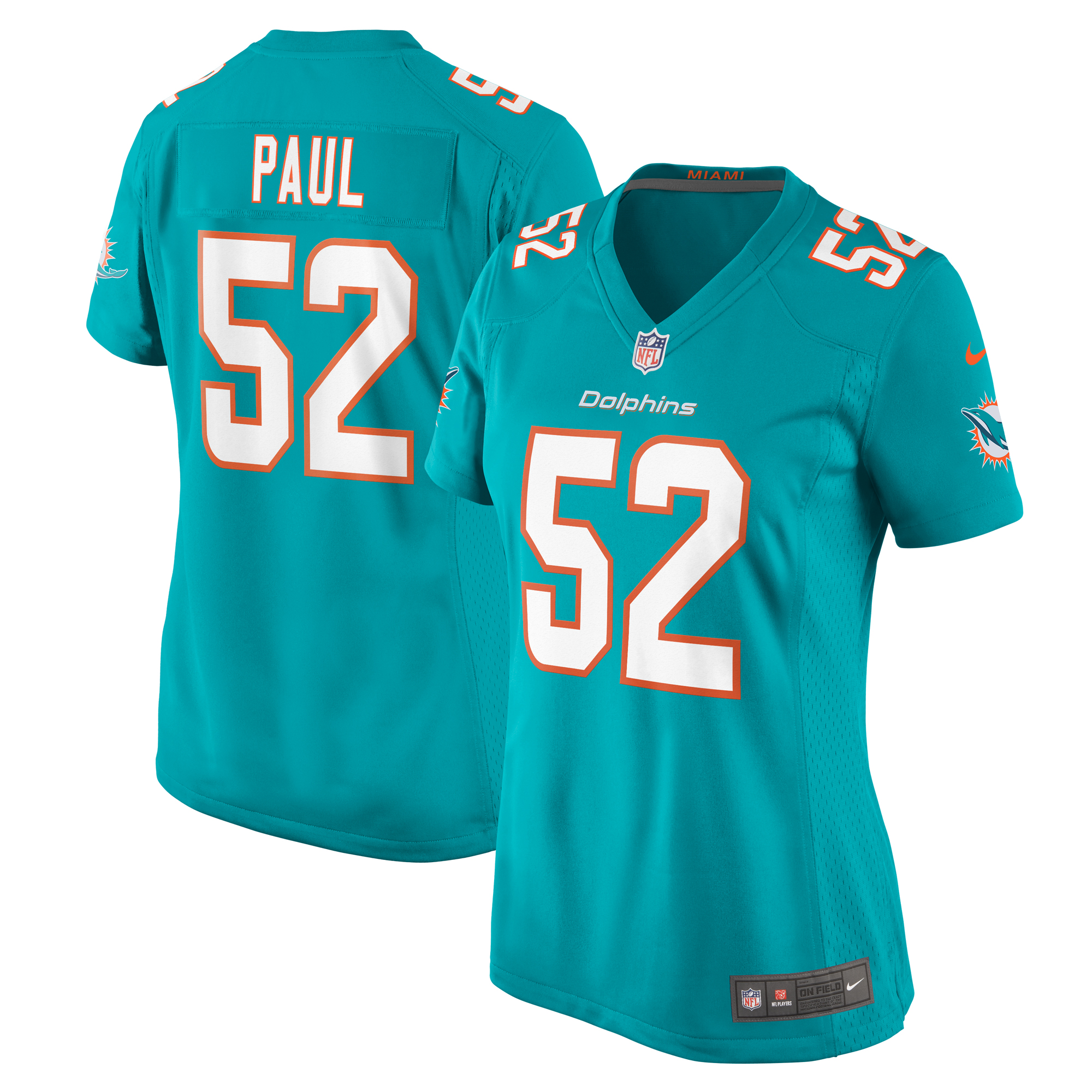 Miami Dolphins Patrick Paul Aqua Game NFL Jersey Women's