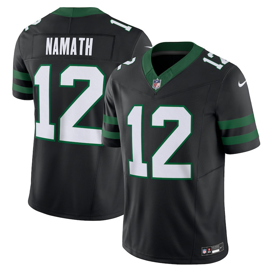 Joe Namath 12 New York Jets Alternate Game Legacy Black NFL Jersey Men's