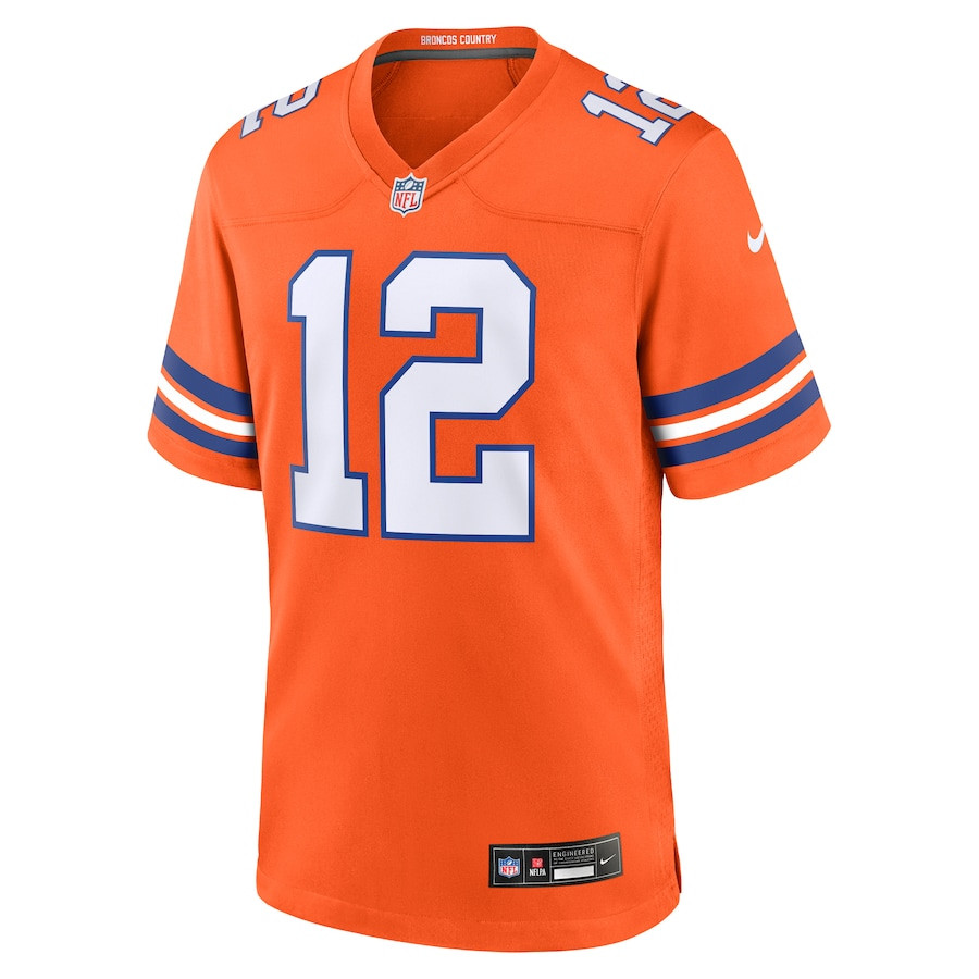 Tim Patrick 12 Denver Broncos Mile High Collection 1977 Throwback Player Game Orange NFL Jersey Men's