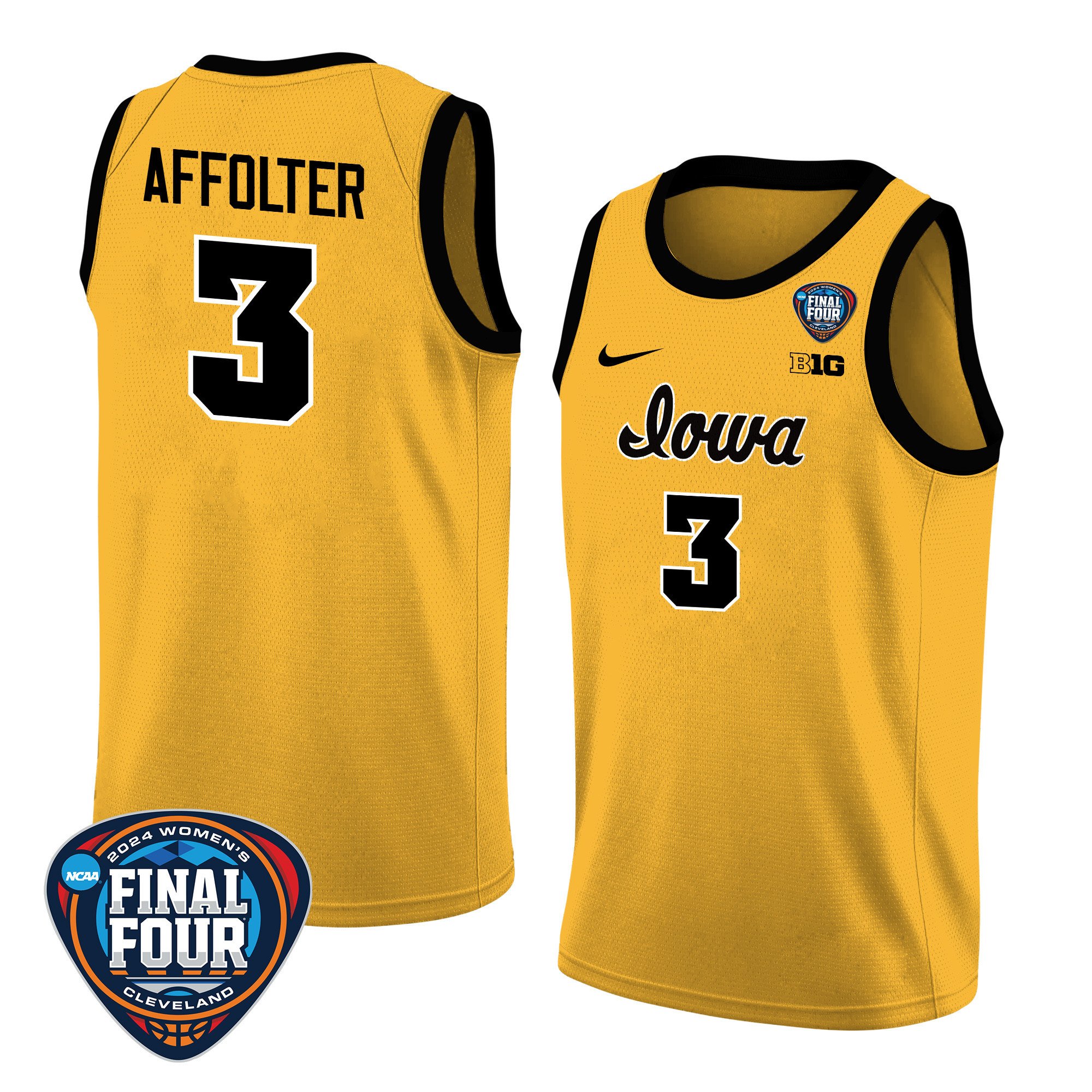 Sydney Affolter 3 Iowa Hawkeyes 2024 Final Four Patch Unisex NCAA Jersey Unisex