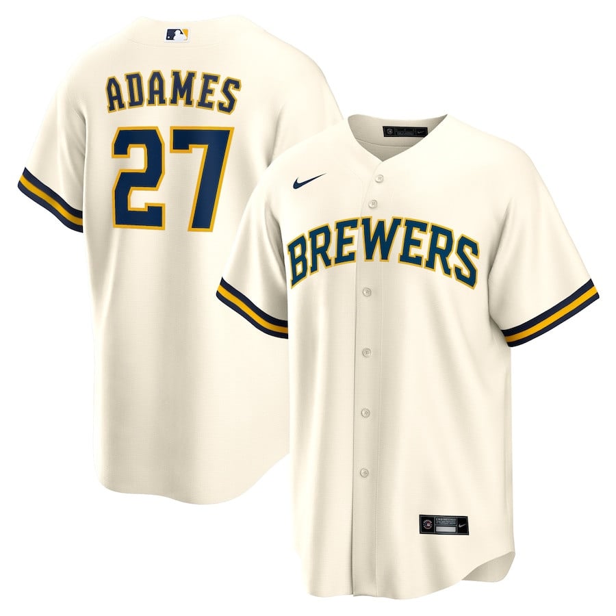 Willy Adames 27 Milwaukee Brewers White MLB Jersey Men's