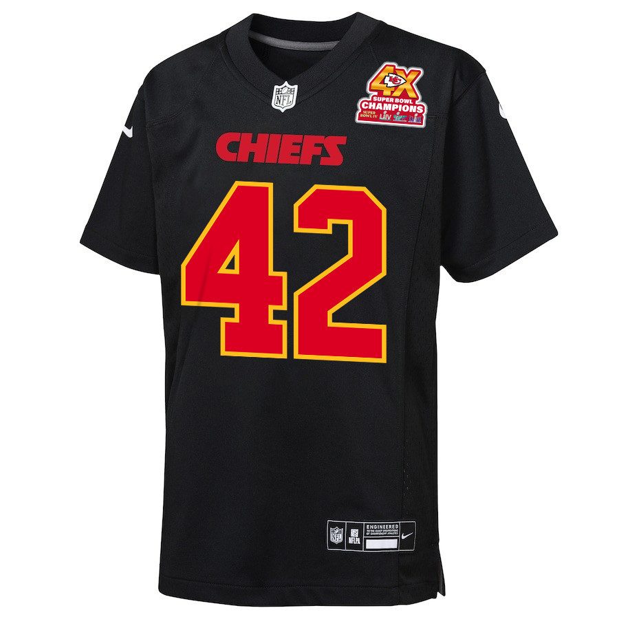 Blaine Gabbert 9 Kansas City Chiefs Super Bowl LVIII Champions 4X Fashion Game Carbon Black NFL Jersey Youth