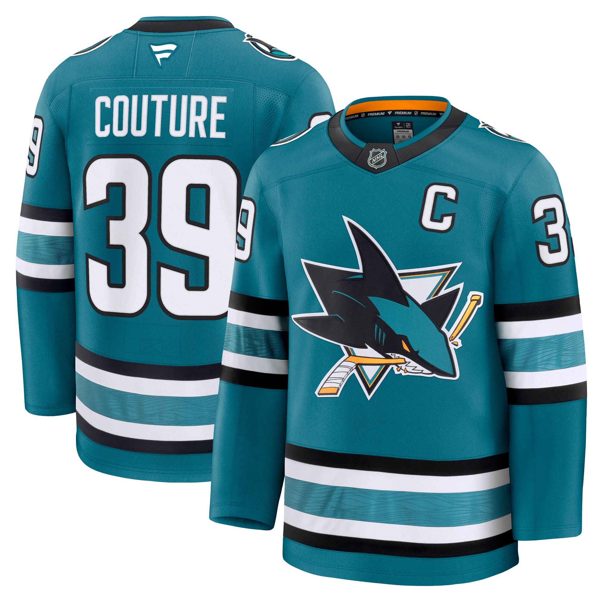 San Jose Sharks Logan Couture Teal Home Premium NHL Jersey Men's