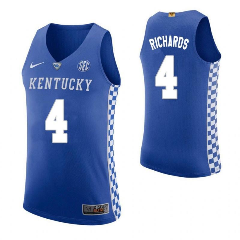 4 Nick Richards Home Blue Elite Kentucky Wildcats NCAA Jersey Men's
