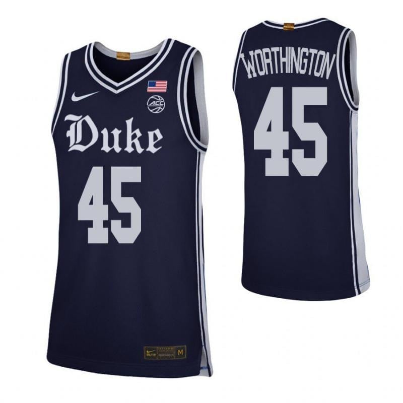 45 Keenan Worthington Navy Elite Duke Blue Devils NCAA Jersey Men's