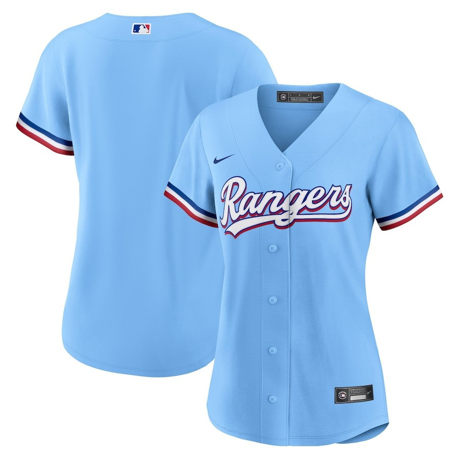 Texas Rangers Alternate Team Light Blue MLB Jersey Women's