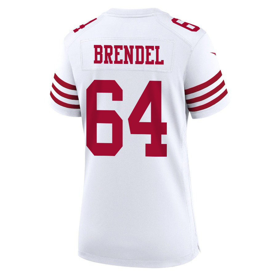 Jake Brendel 64 San Francisco 49ers Super Bowl LVIII Patch Game White NFL Jersey Women's