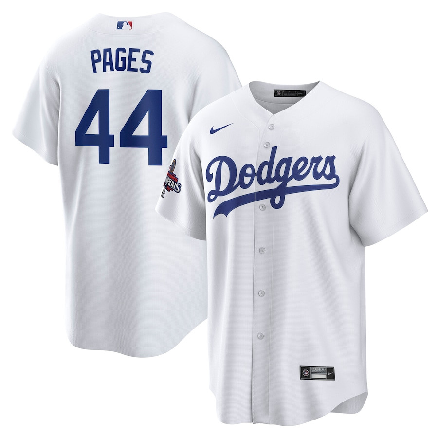 Andy Pages 44 Los Angeles Dodgers 2024 World Series Champions Home Player White MLB Jersey Men's
