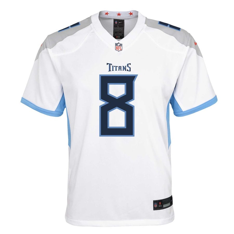 Will Levis 8 Tennessee Titans Player Game White NFL Jersey Youth