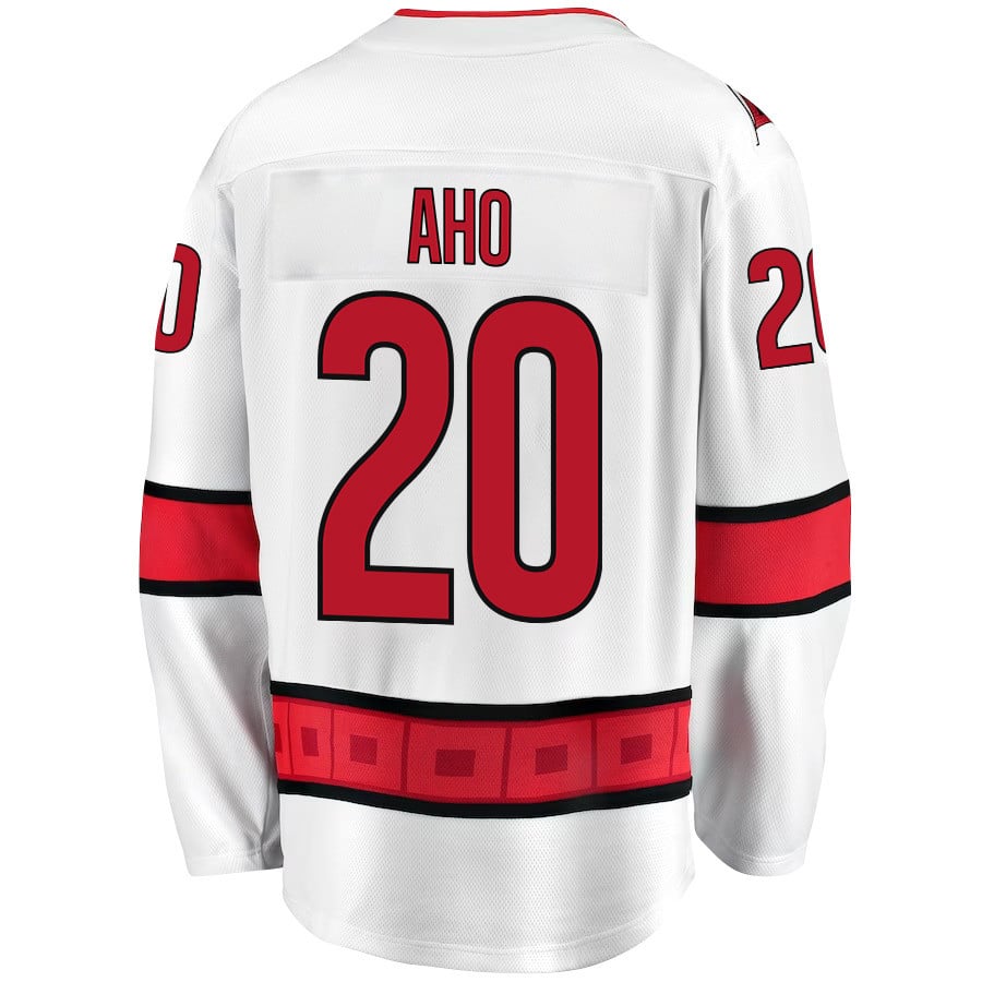 Sebastian Aho 20 Carolina Hurricanes Stanley Cup 2023 Playoffs Patch Away Breakaway White NHL Jersey Men's