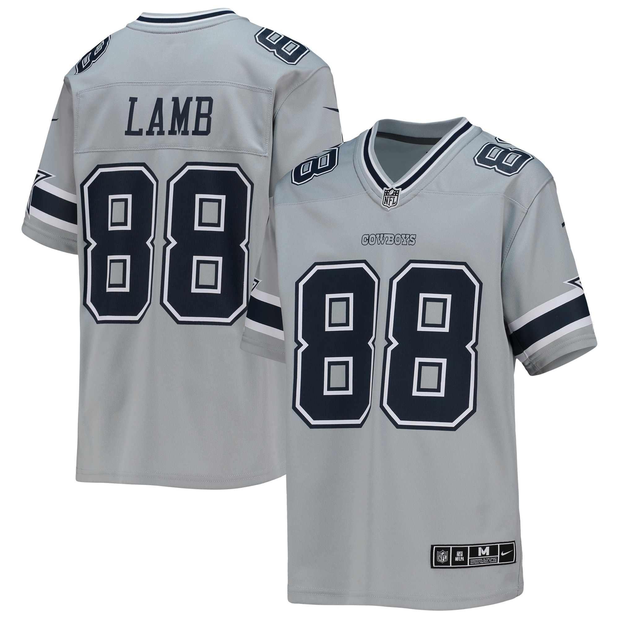 Dallas Cowboys CeeDee Lamb Silver Inverted Team Game NFL Jersey Youth