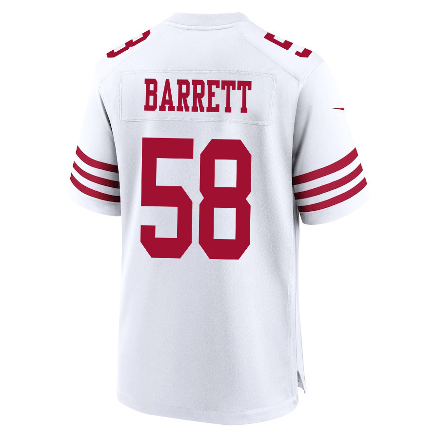 Alex Barrett 58 San Francisco 49ers Super Bowl LVIII Patch Game White NFL Jersey Men's