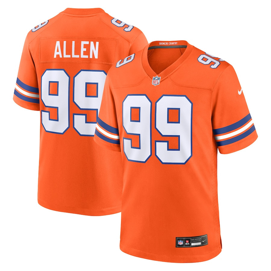 Zach Allen 99 Denver Broncos Mile High Collection 1977 Throwback Player Game Orange NFL Jersey Men's
