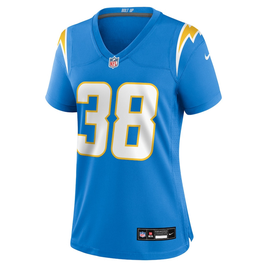 Emany Johnson 38 Los Angeles Chargers Team Game Powder Blue NFL Jersey Women's