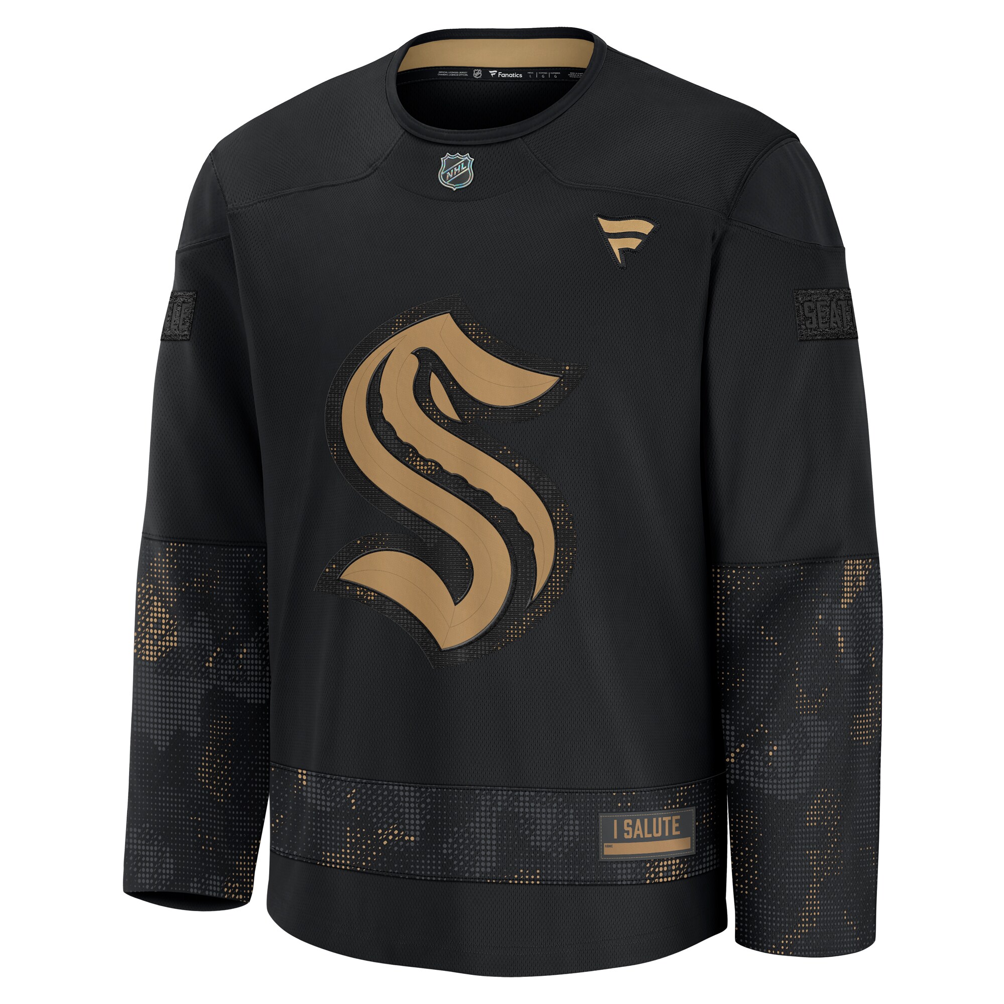 Seattle Kraken Black 2024 Military Appreciation Practice NHL Jersey Men's