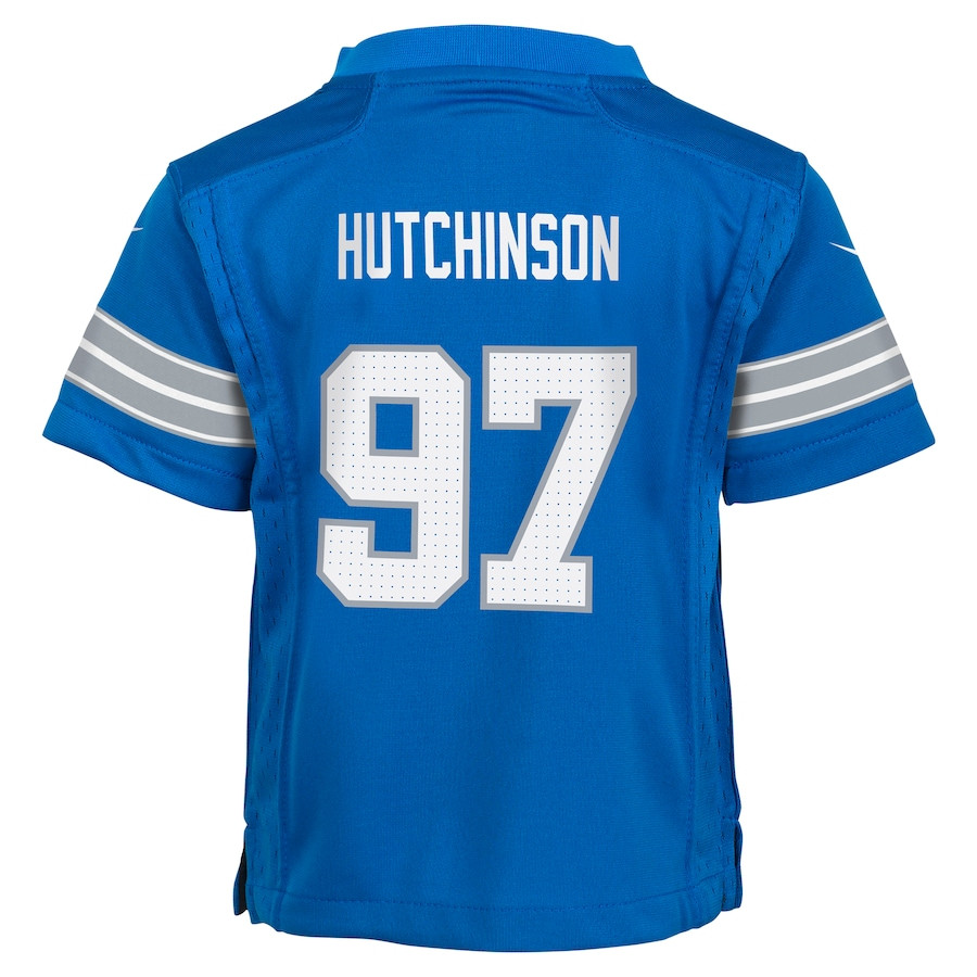 Aidan Hutchinson 97 Detroit Lions Game Blue NFL Jersey Youth