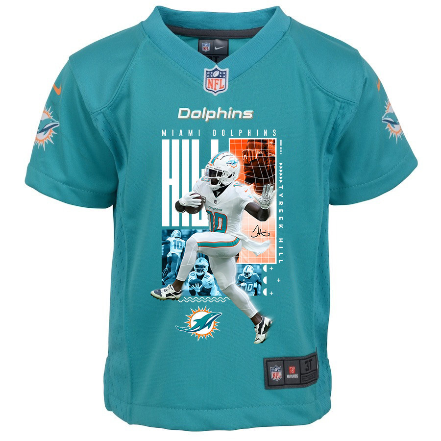 Tyreek Hill 10 Miami Dolphins The Cheetah Game Aqua NFL Jersey Youth