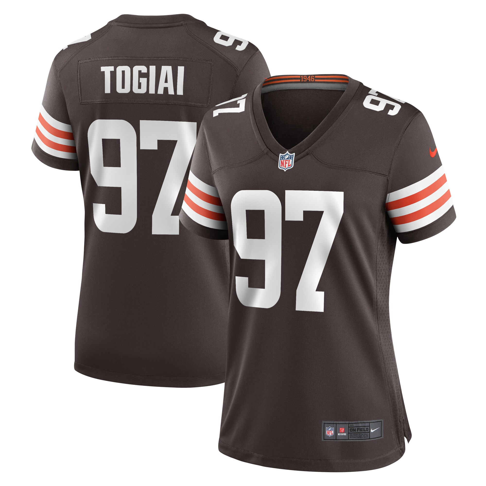 Cleveland Browns Tommy Togiai Brown Game NFL Jersey Women's