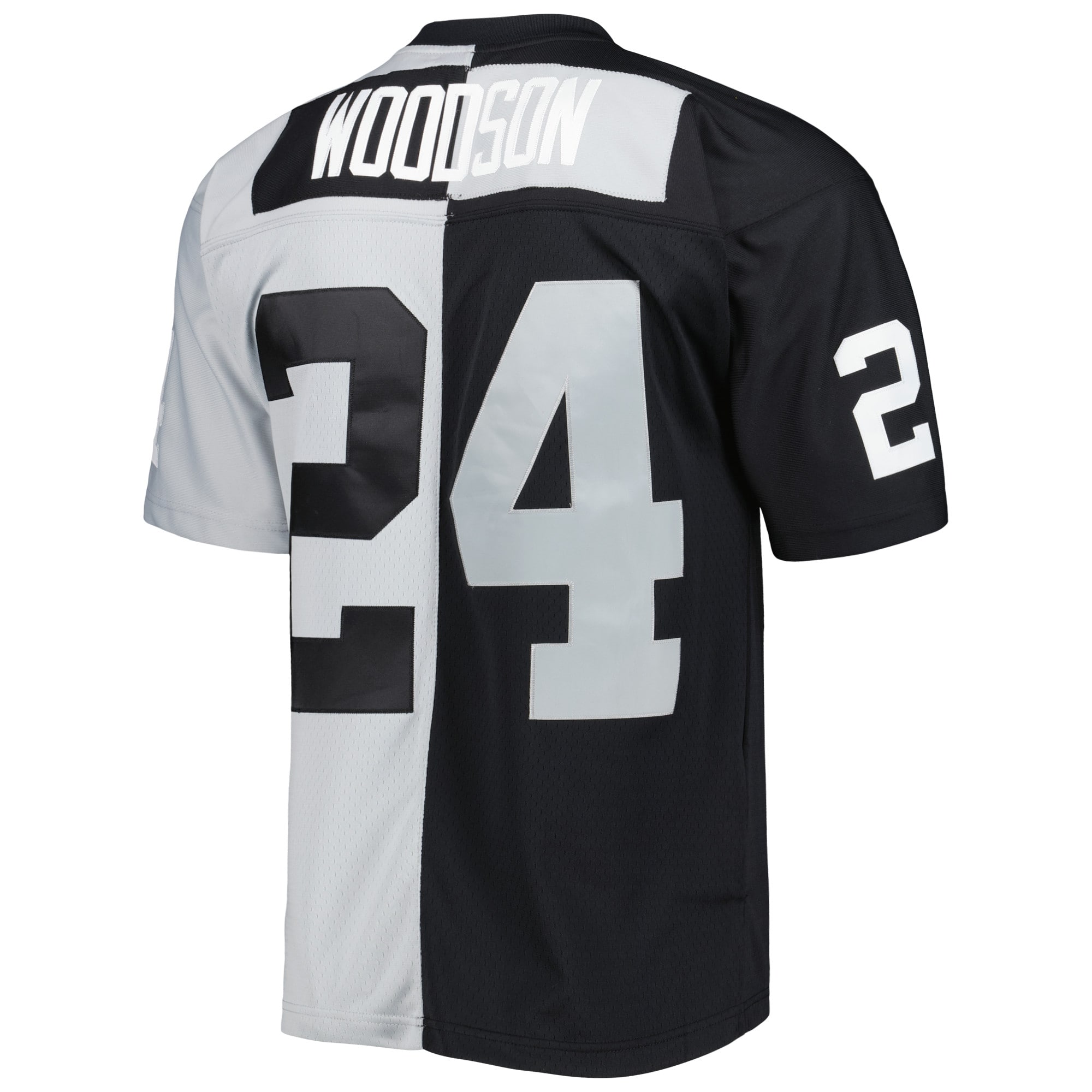 Las Vegas Raiders Charles Woodson Mitchell Ness Black/Silver 1998 Split Legacy NFL Jersey Men's