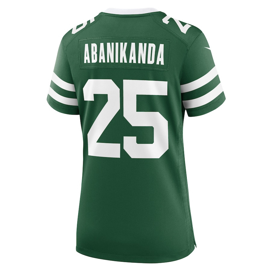 Israel Abanikanda 25 New York Jets Team Game Legacy Green NFL Jersey Women's