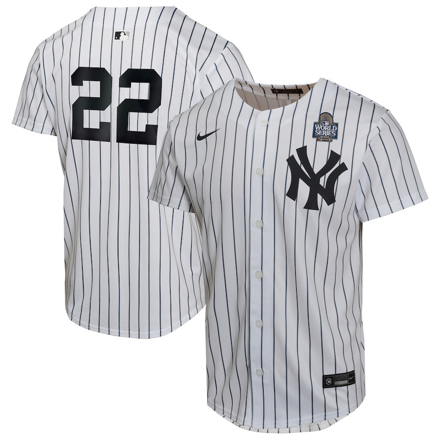 Juan Soto 22 New York Yankees 2024 World Series Home Game Player White MLB Jersey Youth