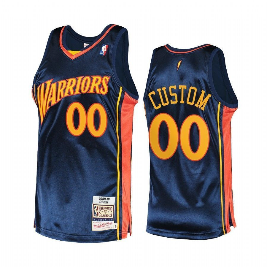 Custom 00 Golden State Warriors Navy Hardwood Classics NBA Jersey Men's