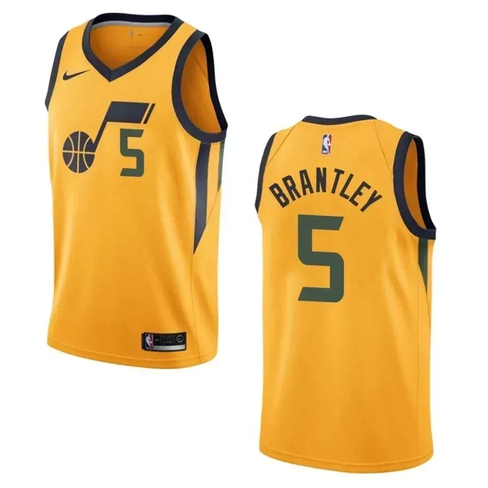 Utah Jazz 5 Jarrell Brantley Statement Swingman Gold NBA Jersey Men's