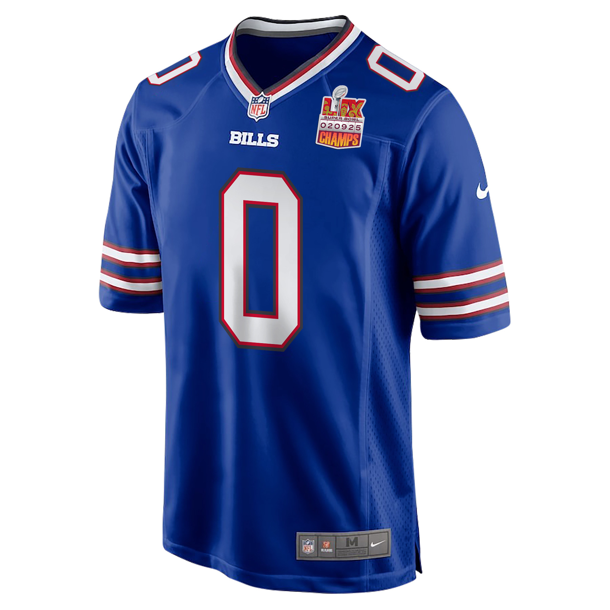 Keon Coleman 0 Buffalo Bills Super Bowl LIX Champions Patch Game Royal NFL Jersey Men's