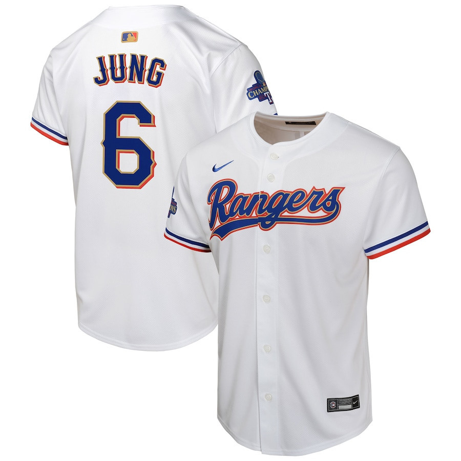 Josh Jung 6 Texas Rangers 2024 Gold Collection Limited White MLB Jersey Youth