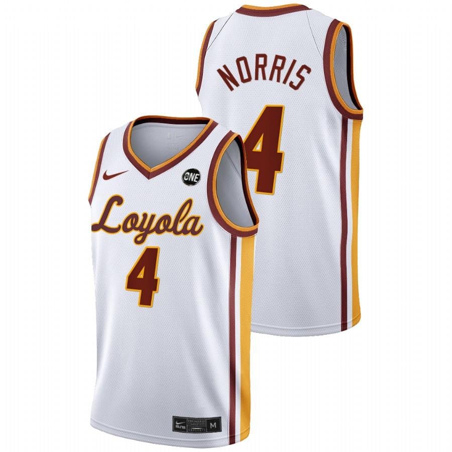 Braden Norris White Loyola Ramblers 2022 College MVC Championship NCAA Jersey Men's
