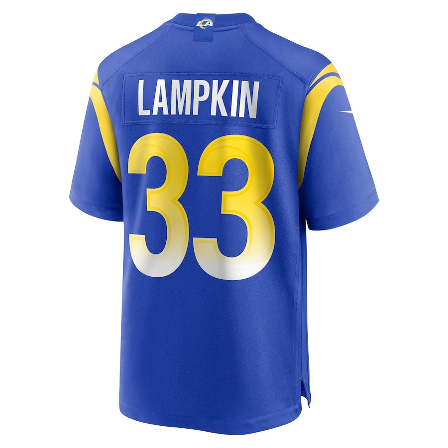 Cam Lampkin 33 Los Angeles Rams Game Royal NFL Jersey Men's